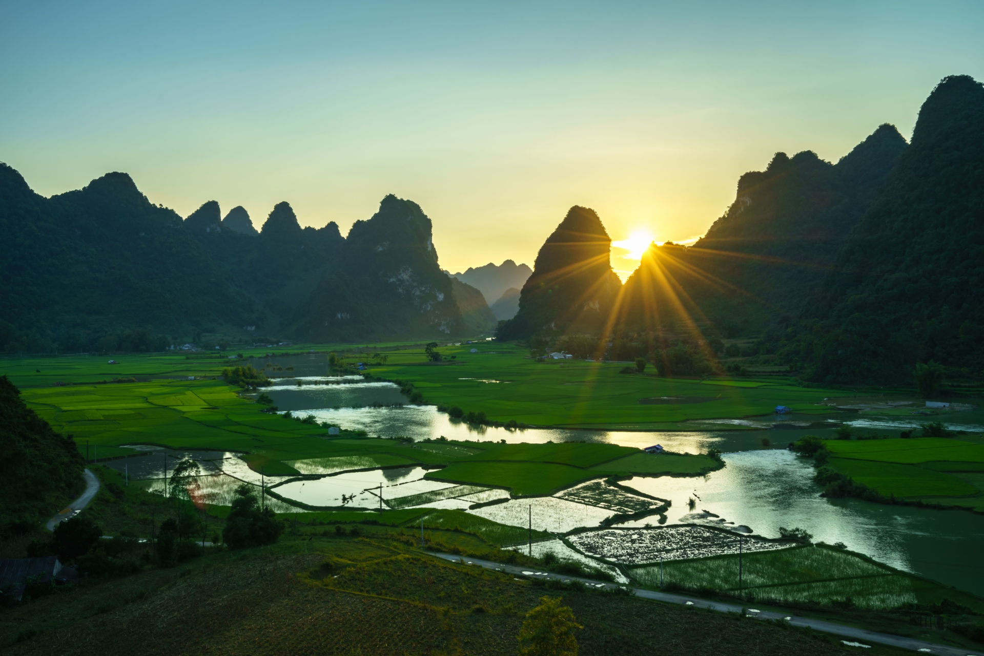 Lever de soleil, Cao Bang, Vietnam