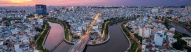 Vue aérienne de Saigon au coucher de soleil